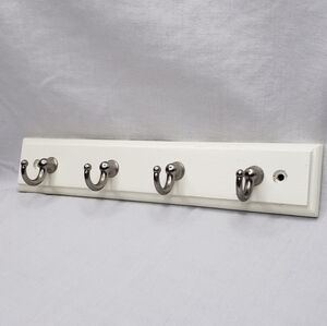 Mini White Four Hook Wall Rack